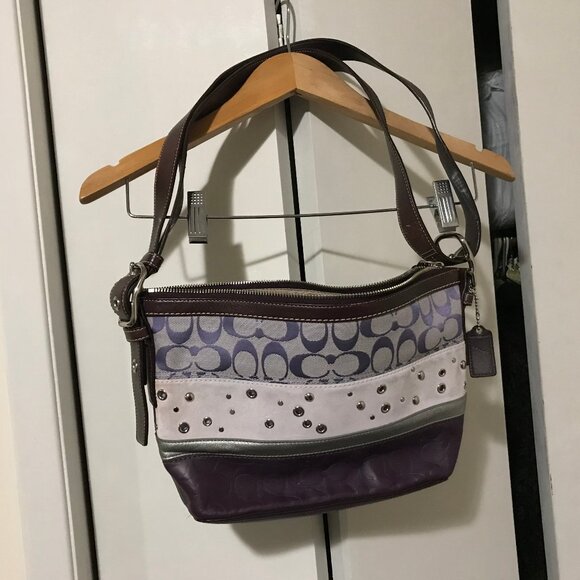 Coach Ladies Leather And Suede Crossbody/Shoulder Bag With Grommets - Picture 2 of 10